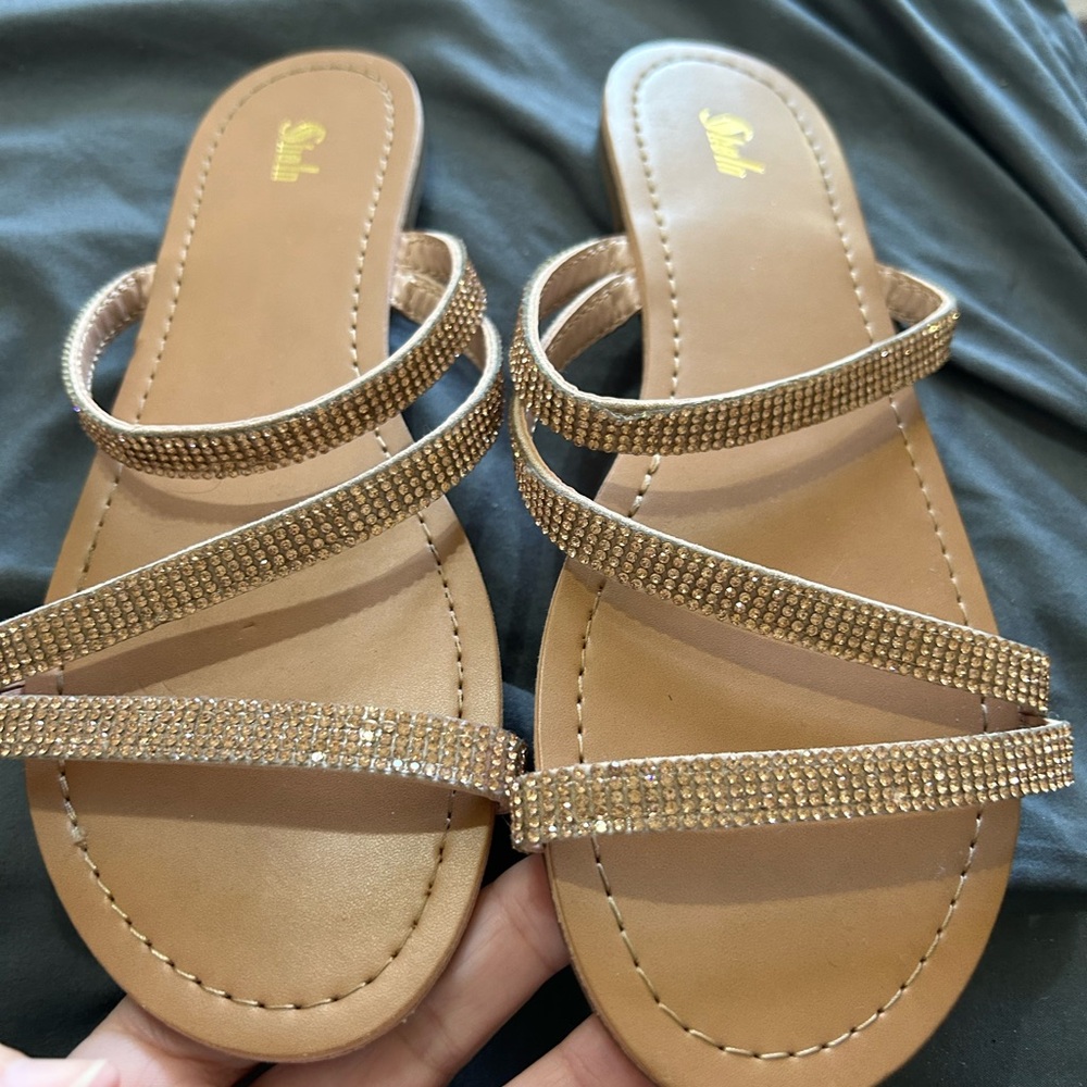Sheln rose gold sparkly sandals